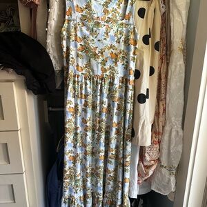 Yellow and Green Maxi Sundress with Crew Neck for Wedding Guest smith & quinn